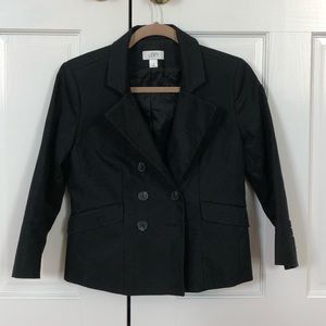 LOFT black boxy-cut 3/4 sleeve blazer